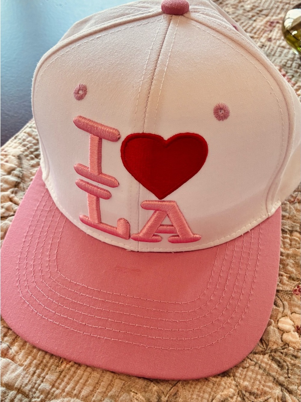 Pink & White 'I ♥ LA' Baseball Cap